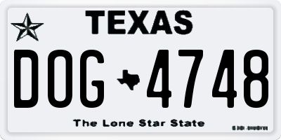 TX license plate DOG4748