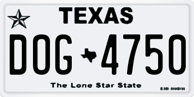 TX license plate DOG4750
