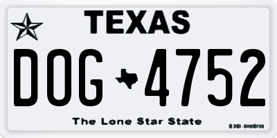 TX license plate DOG4752