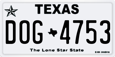 TX license plate DOG4753