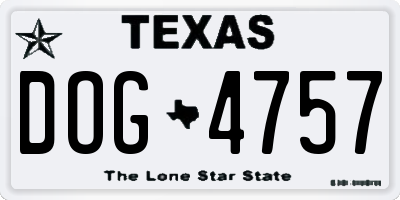 TX license plate DOG4757