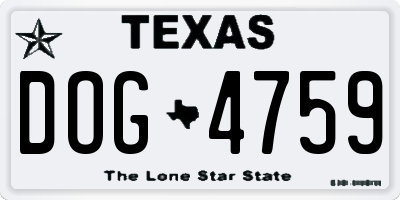 TX license plate DOG4759