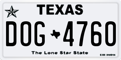TX license plate DOG4760