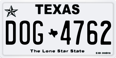 TX license plate DOG4762