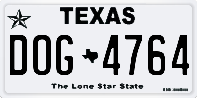 TX license plate DOG4764