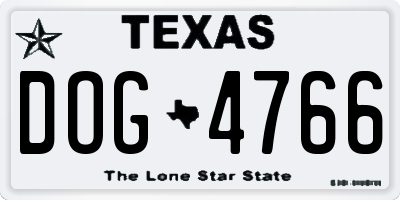 TX license plate DOG4766