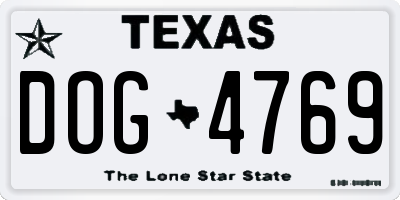 TX license plate DOG4769