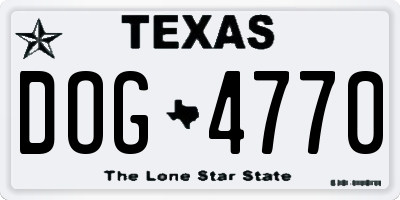 TX license plate DOG4770