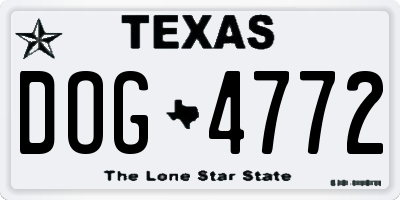 TX license plate DOG4772