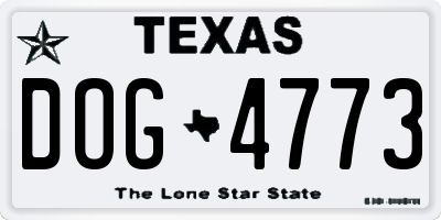 TX license plate DOG4773