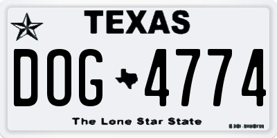 TX license plate DOG4774