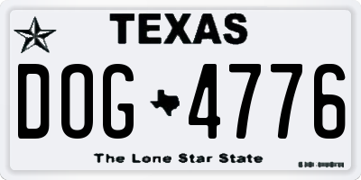 TX license plate DOG4776