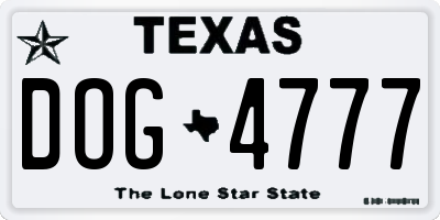 TX license plate DOG4777