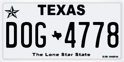 TX license plate DOG4778