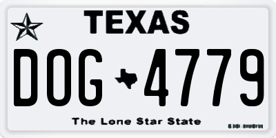 TX license plate DOG4779