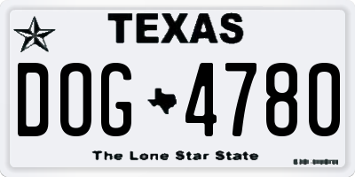 TX license plate DOG4780