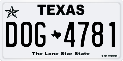 TX license plate DOG4781