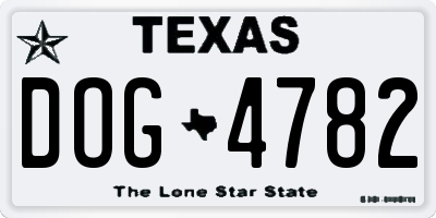 TX license plate DOG4782