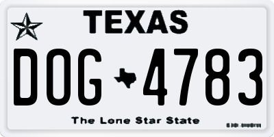 TX license plate DOG4783