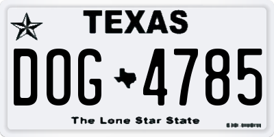 TX license plate DOG4785