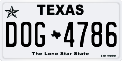 TX license plate DOG4786