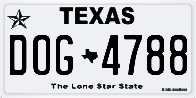 TX license plate DOG4788