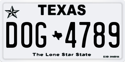 TX license plate DOG4789