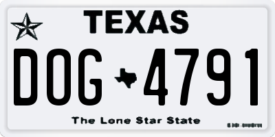 TX license plate DOG4791