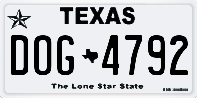 TX license plate DOG4792