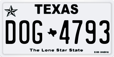 TX license plate DOG4793