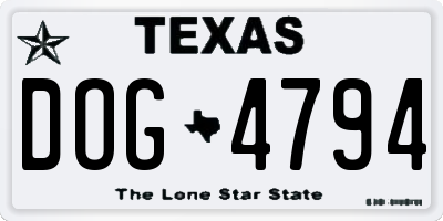 TX license plate DOG4794