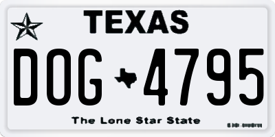 TX license plate DOG4795