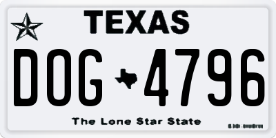 TX license plate DOG4796