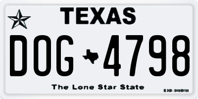 TX license plate DOG4798