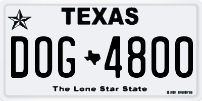 TX license plate DOG4800