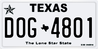 TX license plate DOG4801