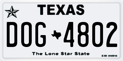 TX license plate DOG4802