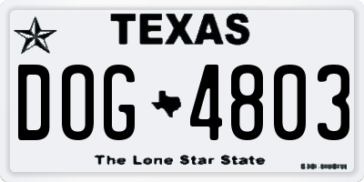 TX license plate DOG4803