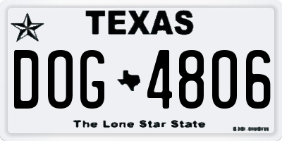 TX license plate DOG4806
