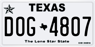 TX license plate DOG4807
