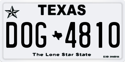 TX license plate DOG4810