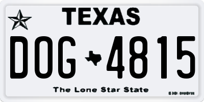 TX license plate DOG4815