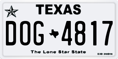TX license plate DOG4817