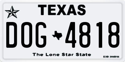 TX license plate DOG4818