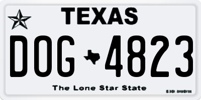 TX license plate DOG4823