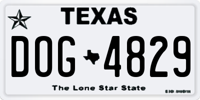TX license plate DOG4829