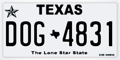 TX license plate DOG4831