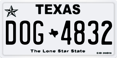 TX license plate DOG4832