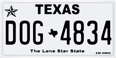 TX license plate DOG4834