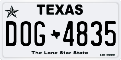 TX license plate DOG4835